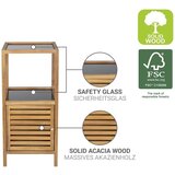 Wenko Črna/v naravni barvi nizka/ozka kopalniška omarica iz masivne akacije 39,5x86 cm Fondi – | Shoptok.si