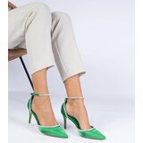 Gemre Green satin pumps embellished with rhinestones Fugatto | Shoptok.si