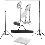 vidaXL fotografski studijski komplet s svetilkami in ozadjem Cene