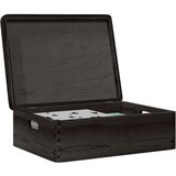 vidaXL Lesena škatla s pokrovom in ročaji črna 40x30x13 cm borovina | Shoptok.si