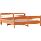 vidaXL Posteljni okvir z vzglavjem voščeno rjava 200x200 cm borovina, (21304295) | Shoptok.si
