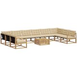 vidaXL Zunanja garnitura za sedenje z blazino 11 pcs Bela in bež, (5000279896) | Shoptok.si