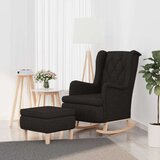  Fotelj z gugalnimi nogami in stolčkom črno blago, (20929514) | Shoptok.si
