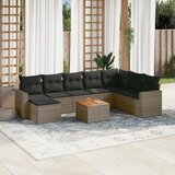 vidaXL 9-dijelni set vrtnih sofa od poliratana s jastucima sivi | shoptok.hr