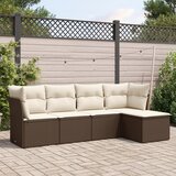 vidaXL 5-dijelni set vrtnih sofa s jastucima poliratan smeđi Cijene