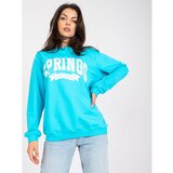 Fashion Hunters Blue and white oversize sweatshirt without a hood with pockets Cene