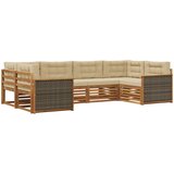  Set vanjskih sofa 6 kom. Prirodna i bež Čvrsto drvo akacije | shoptok.hr