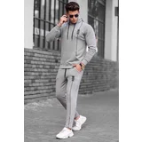 Madmext Men's Gray Hoodie and Tracksuit Set 4680