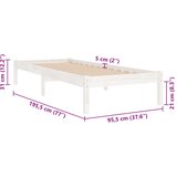  Okvir za krevet bijeli od masivnog drva 90 x 190 cm mali | shoptok.hr