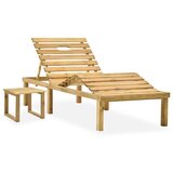 The Living Store Vrtni ležalnik z mizico in blazino impregnirana borovina - Ležalnik Z Mizico, (21467902) | Shoptok.si
