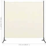 vidaXL Sobna pregrada s 1 panelom krem-bijela 175 x 180 cm | shoptok.hr