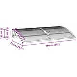 Nadstrešnica za vrata siva 150 x 75 cm polikarbonatna | shoptok.hr