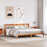 vidaXL Posteljni okvir z vzglavjem voščeno rjava 200x200 cm borovina | Shoptok.si