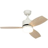 QAZQA Stropni ventilator bel, vključno z LED lučjo z daljinskim upravljanjem IP44 - Toledo | Shoptok.si