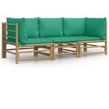 Maison Chic Seti vrtnega pohištva - Vrtna garnitura - Vrtni pohištvo set 3-delna z zelenimi blazinami bambus, (21815826) | Shoptok.si