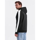 Ombre Men's unbuttoned hooded sweatshirt with piping - black | Shoptok.si