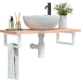  Zidna polica za umivaonik od čelika i masivne bukovine Smeđa 80 x 40 x 2.5 cm | Shoptok.si