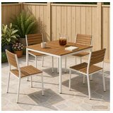vidaXL Stol za večeru u vrtu Prirodna i bijela 110 x 108 5 x 75 cm - Prirodna i bijela 110 x 108 5 x 75 cm Cijene