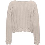 Only Puloverji ONLELBA LIFE LS V-NECK CC KNT 15339529 Bež | Shoptok.si