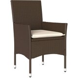  3-dijelni bistro set s jastucima smeđi od poliratana i stakla | shoptok.hr