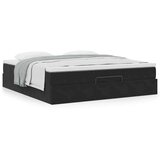 vidaXL Otomanski posteljni okvir z vzmetnico črn 180x200cm žamet | Shoptok.si
