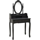 vidaXL Mizica za ličenje s stolčkom črna 75x69x140 cm les pavlovnije | Shoptok.si