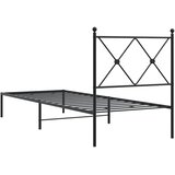 Metalni okvir za krevet s uzglavljem crni 75x190 cm | shoptok.hr