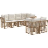 Set vanjskih sofa s jastukom 7 pcs Prirodna Poliester - Prirodna | shoptok.hr