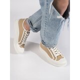 Shelvt Women's dark beige platform sneakers | Shoptok.si