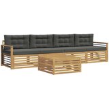  Set vanjskih sofa 5 kom. Bijela i antracit Čvrsto drvo akacije | shoptok.hr