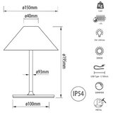 Kelu Liberty lampa, mini aluminijska stolna svjetiljka s crnom baterijom od 3W | shoptok.hr