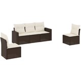 Maison Chic Seti vrtnega pohištva - Vrtna garnitura - Vrtni pohištvo set 5-delna z blazinami rjav poli ratan, (21821020) | Shoptok.si