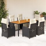  7-dijelni vrtni blagovaonski set s jastucima crni od poliratana | shoptok.hr