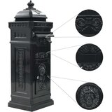  stoječi poštni nabiralnik aluminij starinski stil črne barve | Shoptok.si
