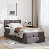 vidaXL Otomanski posteljni okvir z vzmetnico siv 90x190 cm um. usnje | Shoptok.si