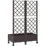  Vrtni saksija s rešetkom i kotačima Smeđa 80 x 40 x 131,5 cm PP | shoptok.hr