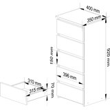 AKORD Cl5 Komoda, 5 Predalov, Bela/Siva, (5000332337) | Shoptok.si