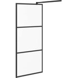 Pregrada za tuš 90 x 195 cm s mutnim staklom ESG crna | shoptok.hr