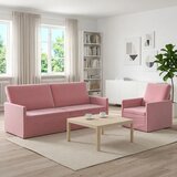  Set sofe 2 pcs Ružičasta Baršun - Ružičasta 1-sjedalni + 3-sjedalni (180 cm) | shoptok.hr