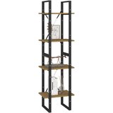 vidaXL knjižna omara 4-nadstropna rjava 40x30x140 cm trdna borovina | Shoptok.si