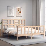 vidaXL Posteljni okvir z vzglavjem 160x200 cm trden les | Shoptok.si