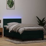 Box Spring krevet s madracem i LED tamnozeleni 80x220 cm baršun | shoptok.hr