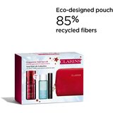 Clarins Total Eye Lift Collection set: krema za okoli oči Total Eye Lift 15 ml + odstranjevalec ličil za oči Instant Eye Make-Up Remover 30 ml + maskara Wonder Perfect Mascara 4D 3 ml 01 Perfect Black + rdeča kozmetična torbica za ženske | Shoptok.si