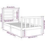  Posteljni okvir bel iz trdnega lesa 75x190 cm 2FT6, (20907100) | Shoptok.si