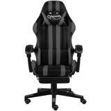 vidaXL racing stol z oporo za noge črno in sivo umetno usnje | Shoptok.si