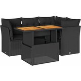 Maison Chic Seti vrtnega pohištva - Vrtna garnitura - Vrtni pohištvo set 5-delna z blazinami črn poli ratan, (21816972) | Shoptok.si