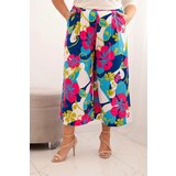 Kesi Włoski Women's Plus Size viscose trousers with floral pattern fuchsia u