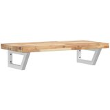  Zidna polica za umivaonik od čelika i masivnog bagremovog drva Smeđa 100 x 40 x 4 cm | Shoptok.si