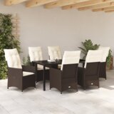 vidaXL 7-dijelni vrtni set za objedovanje s jastučićima smeđa poli ratan | shoptok.hr