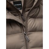 Ombre Men's lightweight jacket of combined materials with hood and decorative quilting - black | shoptok.hr